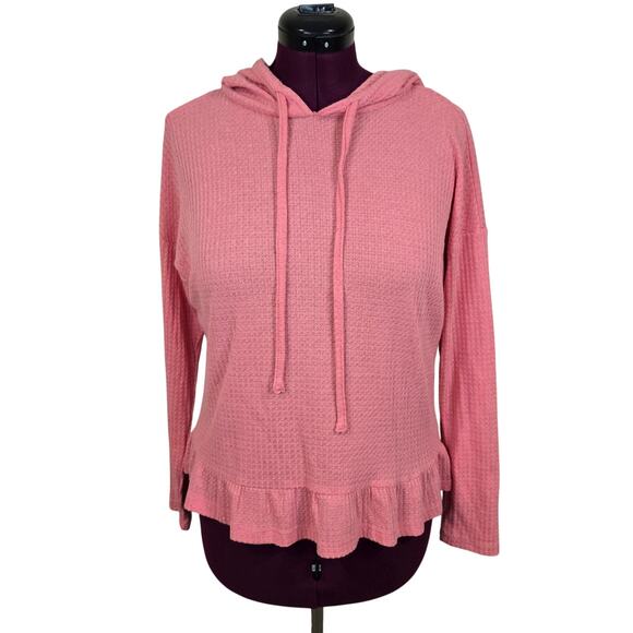 LC Lauren Conrad Tops - Women's LC Lauren Conrad Pink Shimmer Waffle Knit Hooded Top | Size Medium